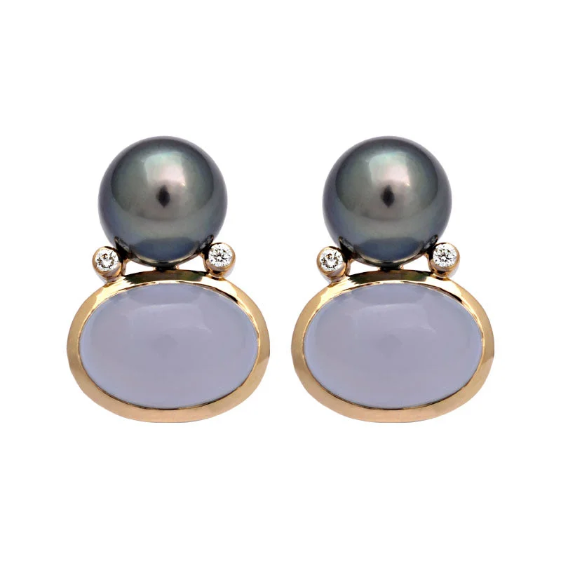 ladies-fashion-silver-earrings-Earrings-Chalcedony, South Sea Pearl and Diamond