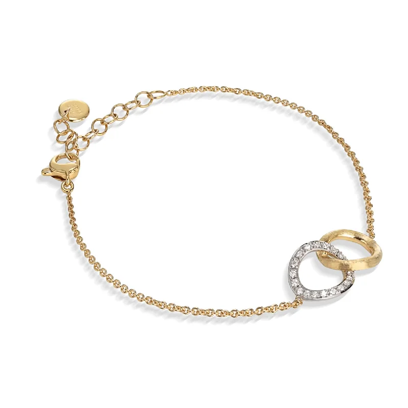 Ladies bracelets with claw charms -18K Yellow and White Gold Diamond Round Link Bracelet