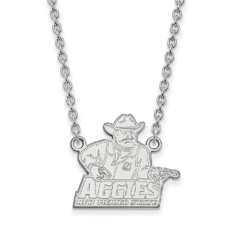 Ladies necklaces with hoot charms -14k White Gold New Mexico State Large Pendant Necklace