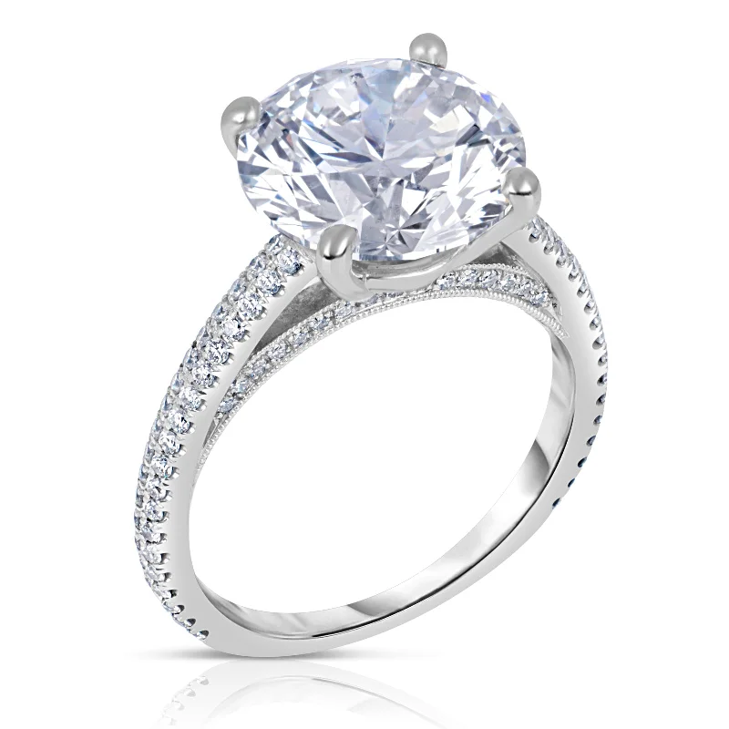 engagement-asscher-cut-diamond-ring-Round 5.04 Carat GIA Ideal Cut Diamond 18K White Gold Engagement Ring