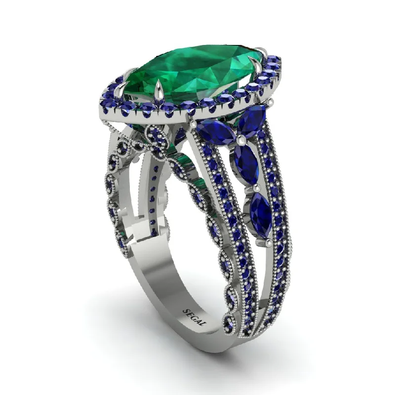 engagement-oval-white-gold-ring-Emerald Majestic Splendor Engagement Ring - Antonella No. 66