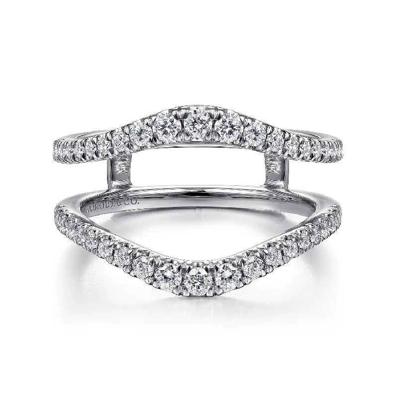 ladies-silver-classic-rings-Diamond Ring Guard in White Gold by Gabriel NY