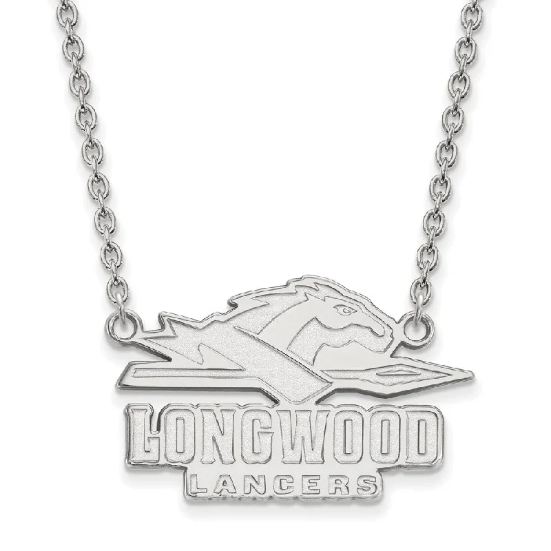 Ladies necklaces with black jet -Sterling Silver Longwood U Large Enamel Logo Necklace