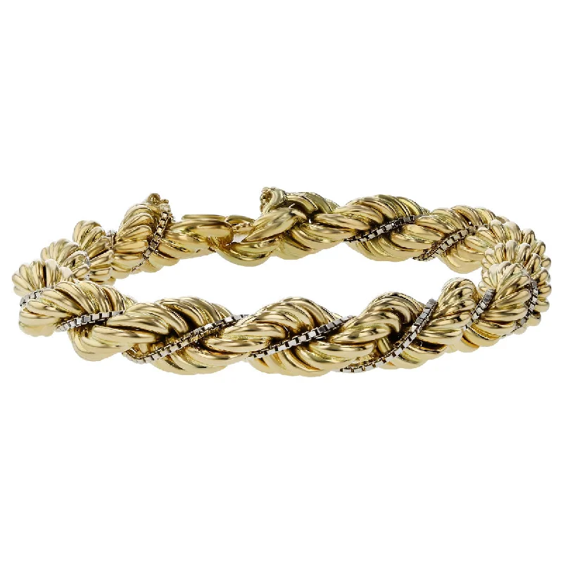 Ladies bracelets with sly charms -18K Yellow and White Gold Twisted Rope Bracelet