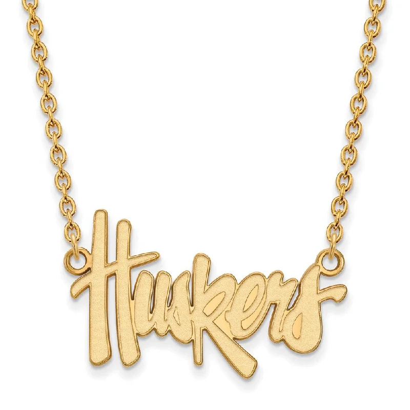 Ladies necklaces with knot pendants -10k Yellow Gold U of Nebraska Large Huskers Pendant Necklace