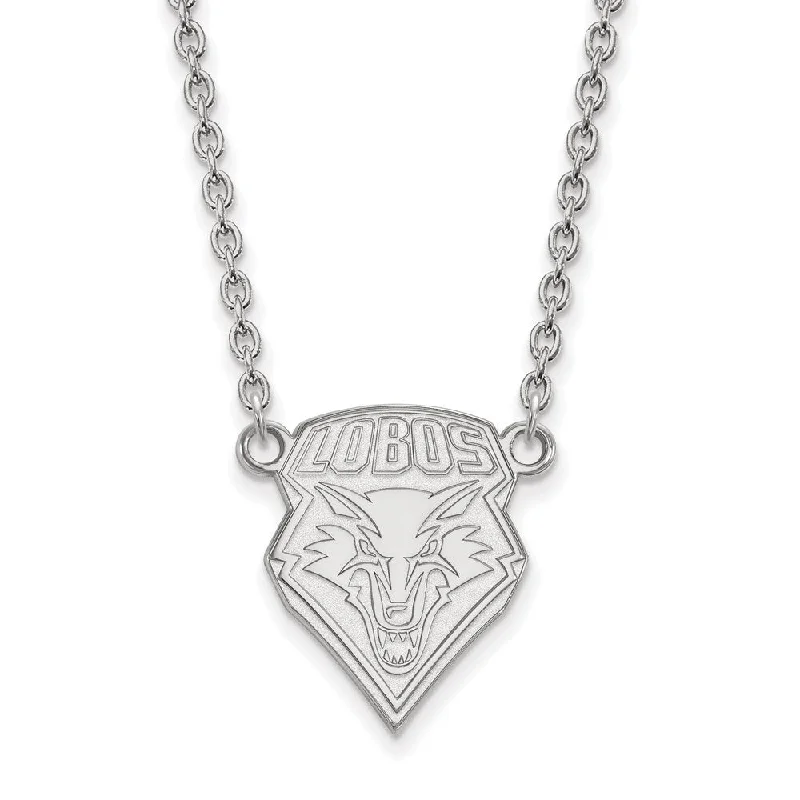 Ladies necklaces modern strands -Sterling Silver U of New Mexico Large Lobos Pendant Necklace