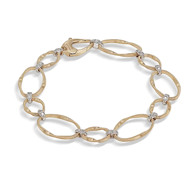 Ladies bracelets with hop charms -18K Yellow Gold and Diamond Flat Link Bracelet