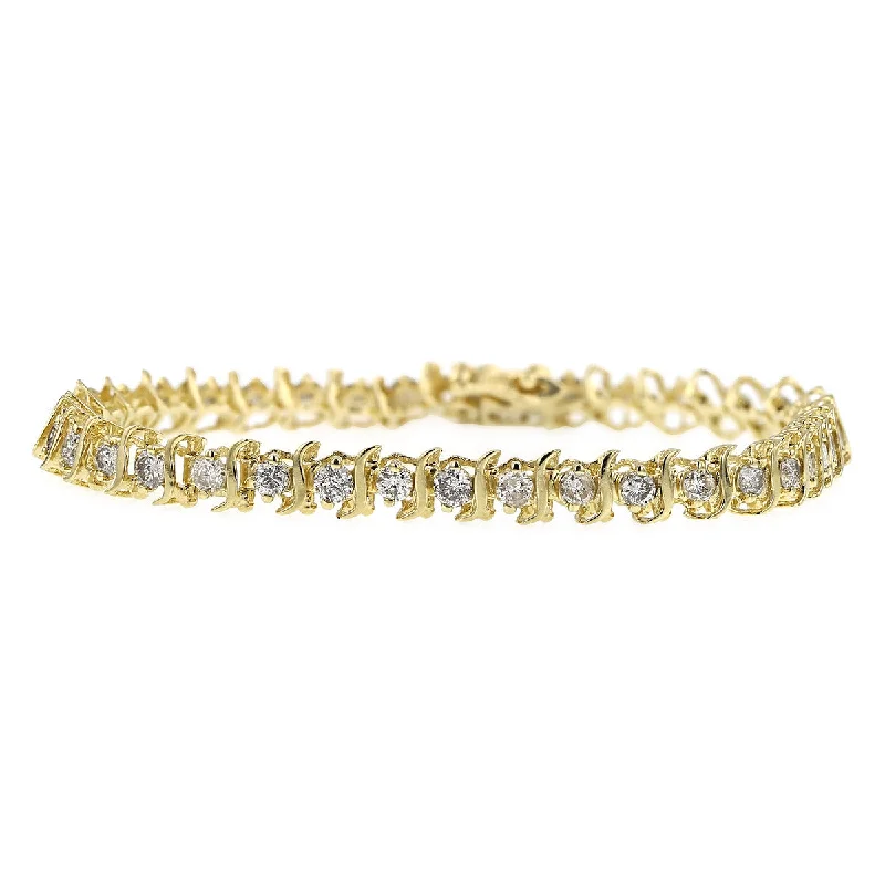 Ladies bracelets with ring charms -3.00-Carat Diamond S-Link Tennis Bracelet