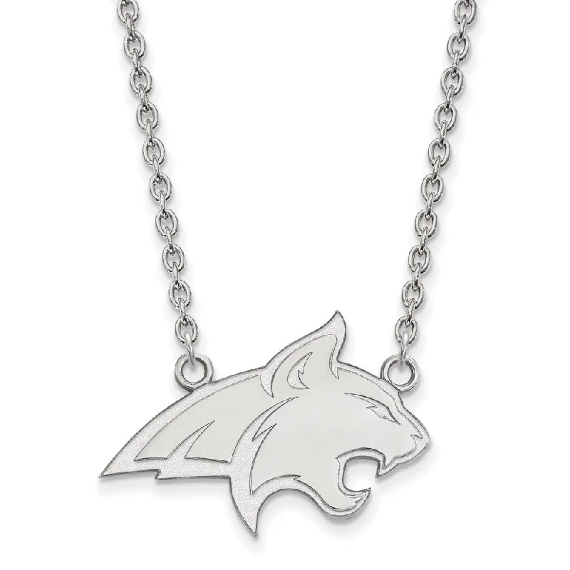 Ladies necklaces solid chains -Sterling Silver Montana State Large Mascot Pendant Necklace