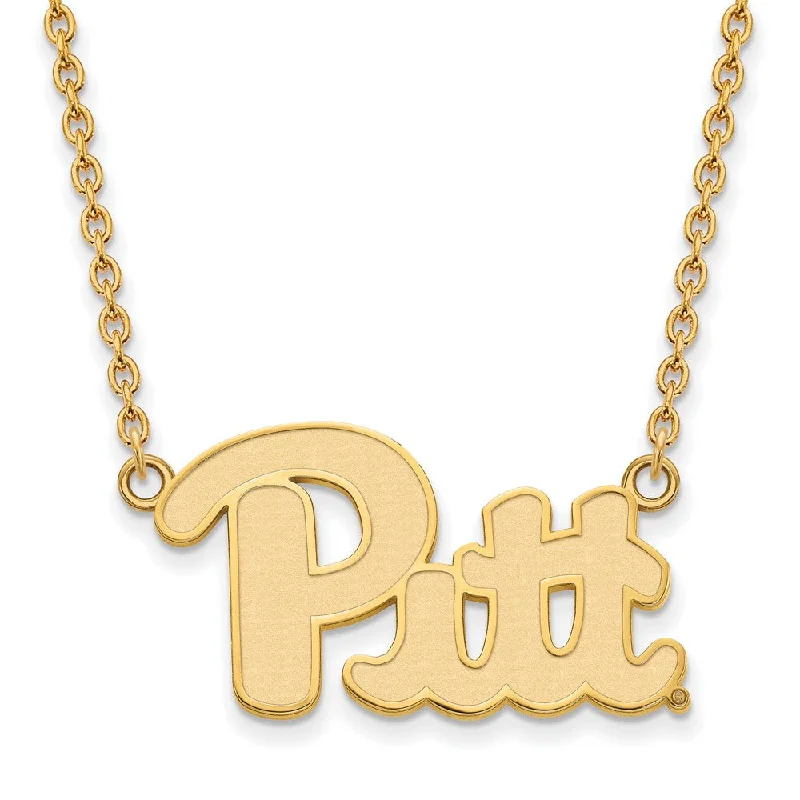 Ladies necklaces for adventurers -Sterling Silver U of Pittsburgh Large 'Pitt' Pendant Necklace