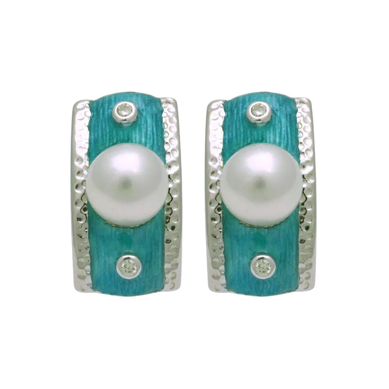 ladies-rustic-pearl-earrings-Earrings-South Sea Pearl and Diamond (Enamel)