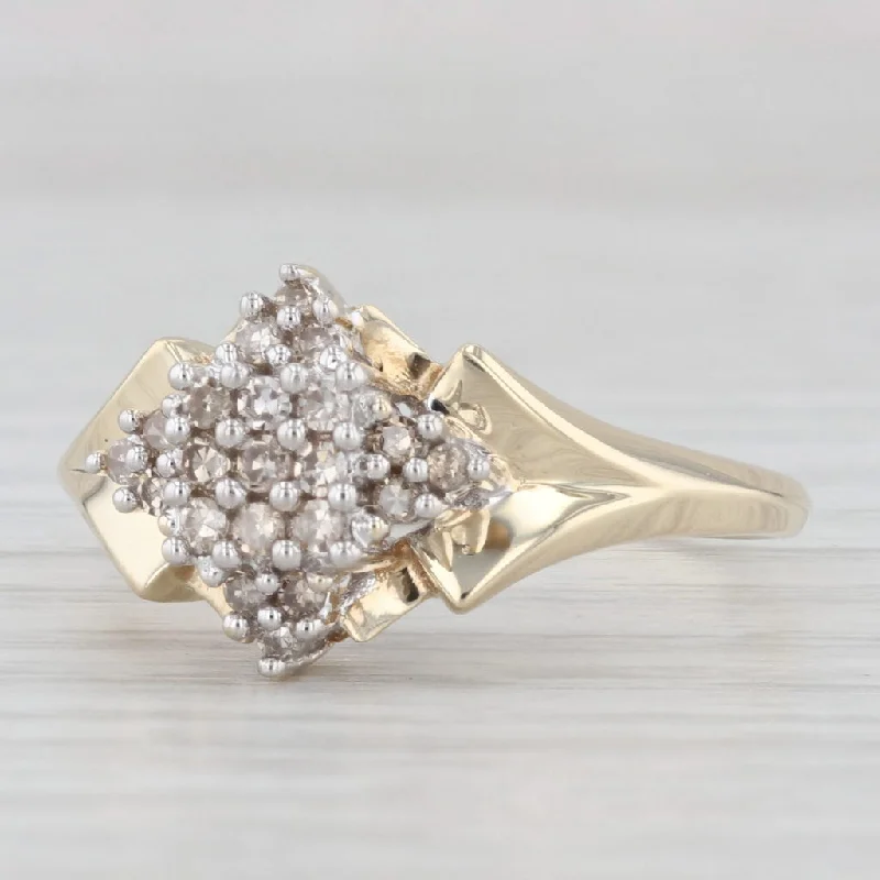 engagement-princess-cut-pearl-ring-0.20ctw Diamond Cluster Ring 10k Yellow Gold Size 8.5 Engagement