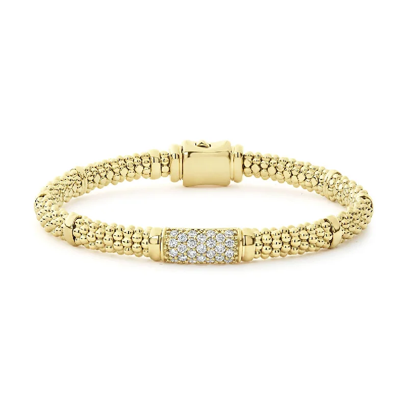 Ladies bracelets with spire charms -6mm Gold Diamond Bracelet