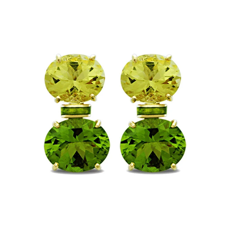 ladies-statement-gold-earrings-Earrings-Lemon Quartz and Peridot (Enamel)