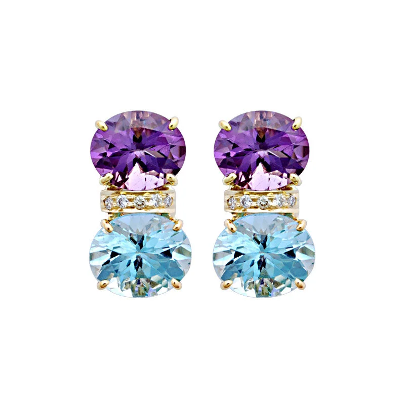 ladies-custom-diamond-earrings-Earrings-Amethyst, Blue Topaz and Diamond