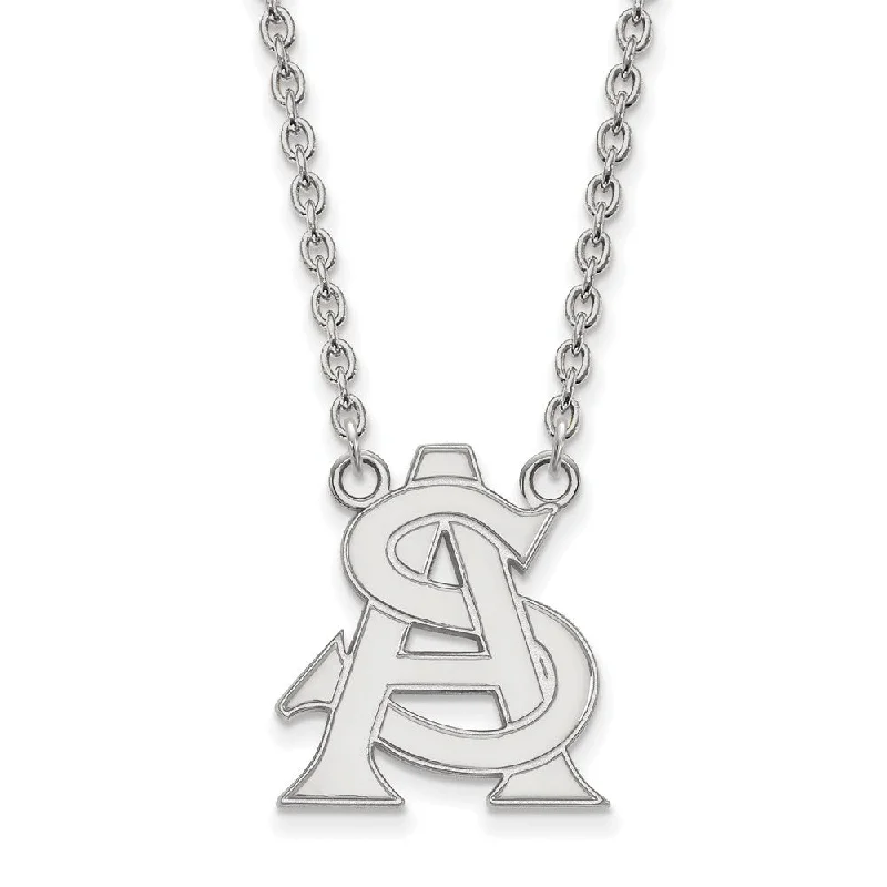 Ladies necklaces for mavericks -14k White Gold Arizona State Large Pendant Necklace