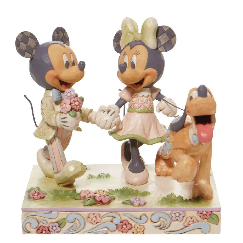 ladies-minimalist-sapphire-rings-Disney Jim Shore Mickey and Minnie Springtime Stroll with Pluto in Woodland White Figurine