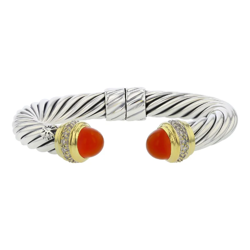 Ladies bracelets fancy bands -David Yurman Carnelian Diamond Cable Bracelet