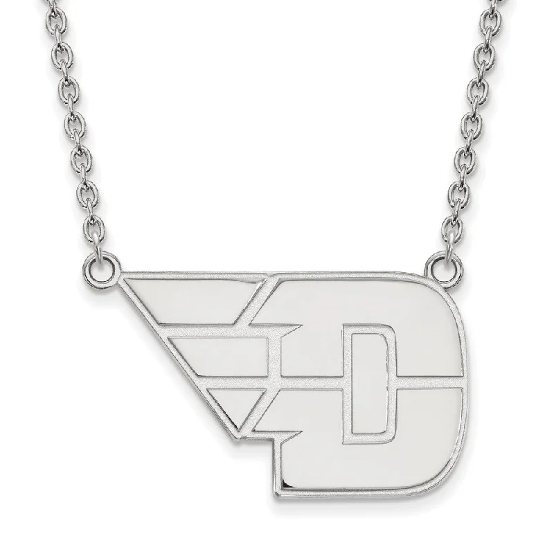 Ladies necklaces with dark tourmaline -14k White Gold U of Dayton Large Pendant Necklace