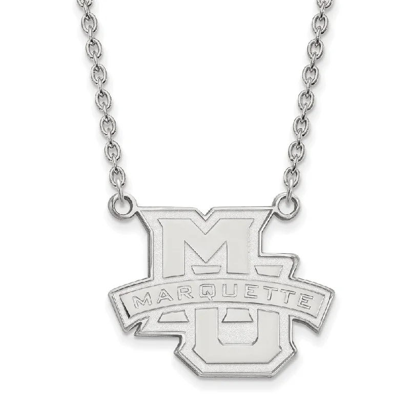 Ladies necklaces wavy designs -10k White Gold Marquette U Large Pendant Necklace