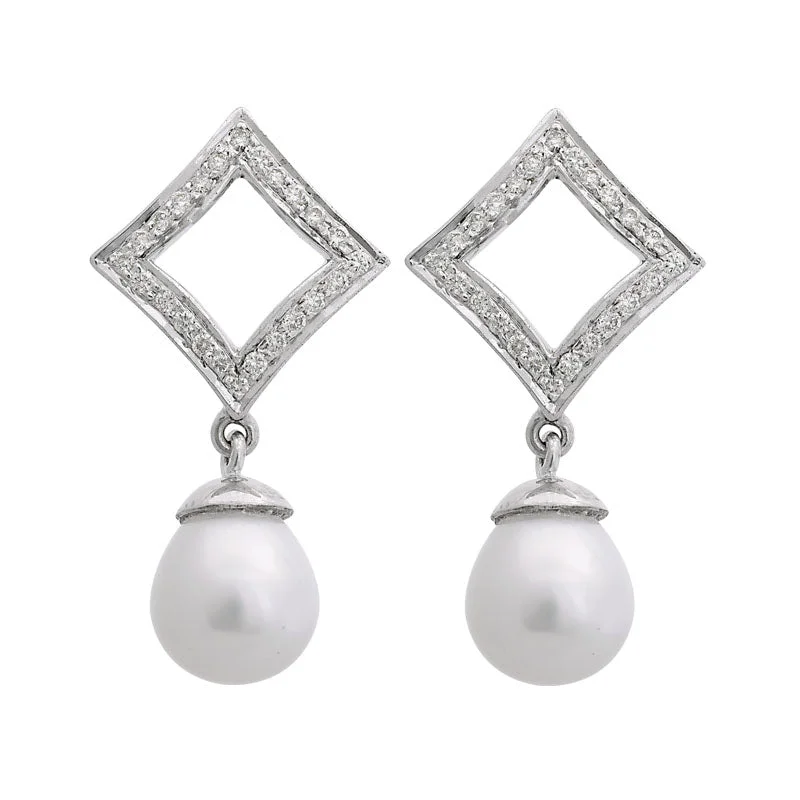 ladies-gift-silver-earrings-Earrings-South Sea Pearl and Diamond