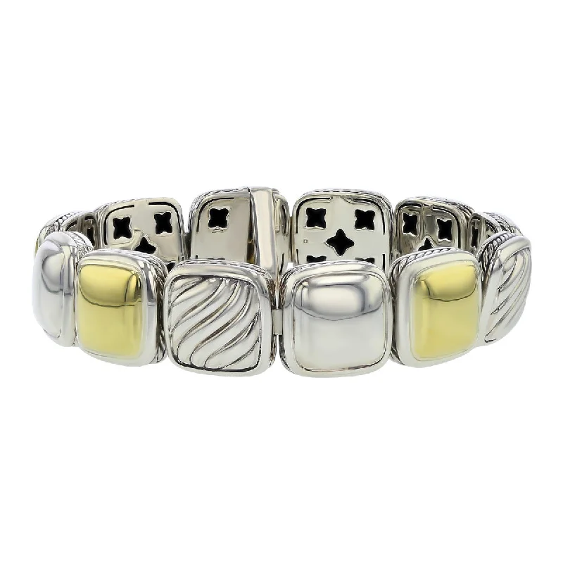 Ladies bracelets edgy flair -David Yurman Chiclet Bracelet in Silver and Gold