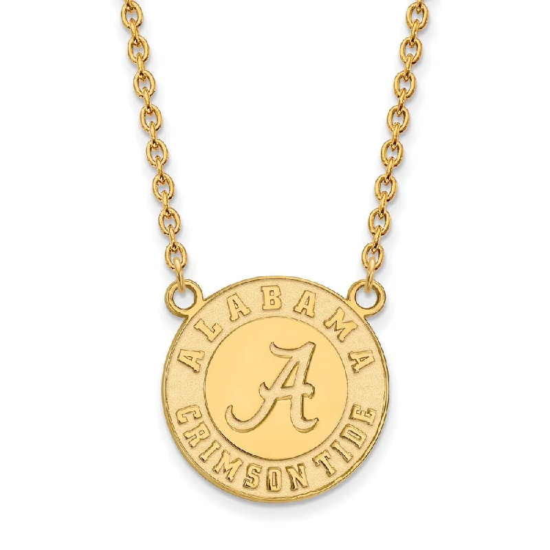 Ladies necklaces with howl pendants -14k Gold Plated Silver U of Alabama Large Disc Pendant Necklace