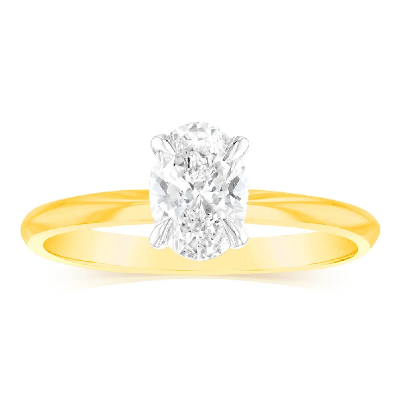 engagement-princess-cut-rose-gold-ring-Luminesce Lab Grown 14ct Yellow Gold 1 Carat Oval Certified Solitaire Engagement Ring