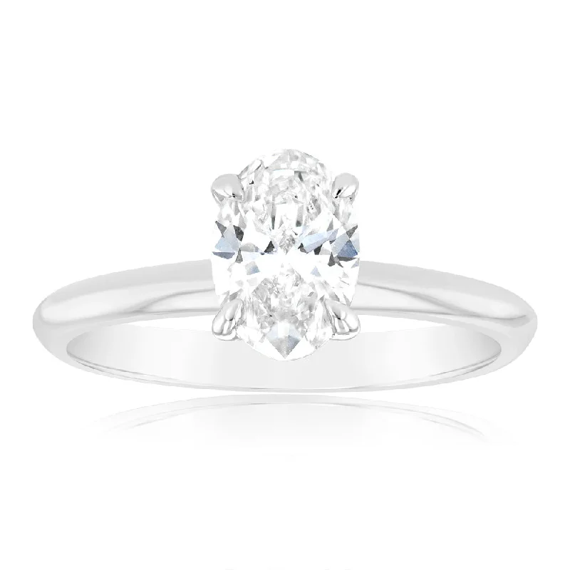 engagement-diamond-filigree-ring-Luminesce Lab Grown 1 Carat Certified Oval Engagement Ring in 18ct White Gold