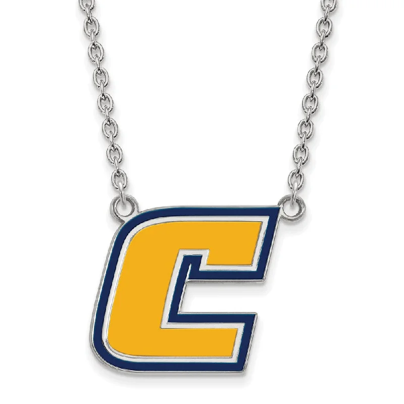 Ladies necklaces cute chains -Sterling Silver U of Tenn Chattanooga Large Enamel 'C' Necklace