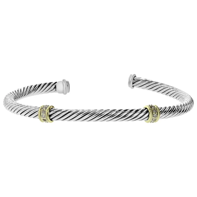 Ladies bracelets with burst charms -David Yurman Cable Classics Two Station Diamond Bracelet