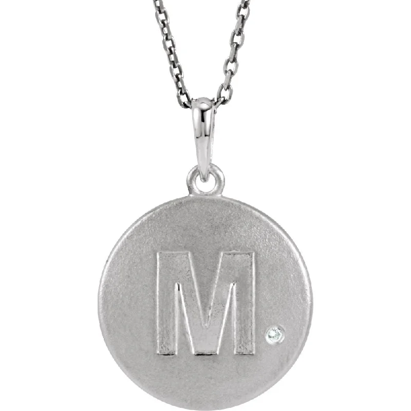 Ladies necklaces for wanderers -The Emma Sterling Silver Diamond Block Initial M Disc Necklace, 18 In.