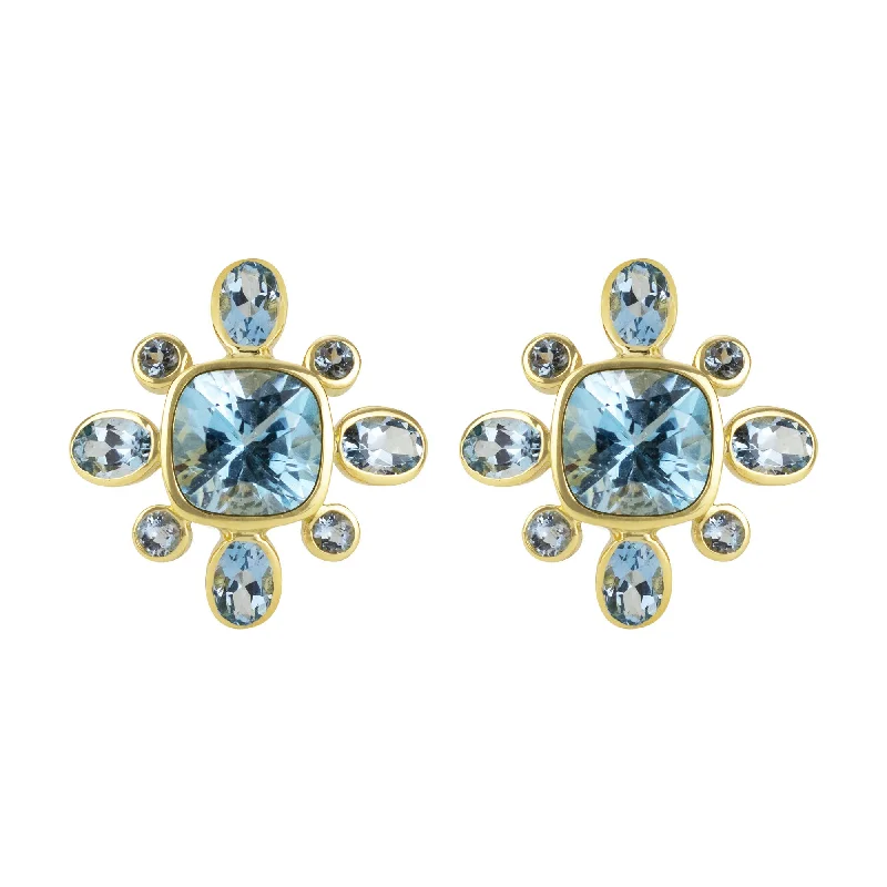 ladies-bridal-bar-earrings-Earrings- Blue Topaz And Aquamarine