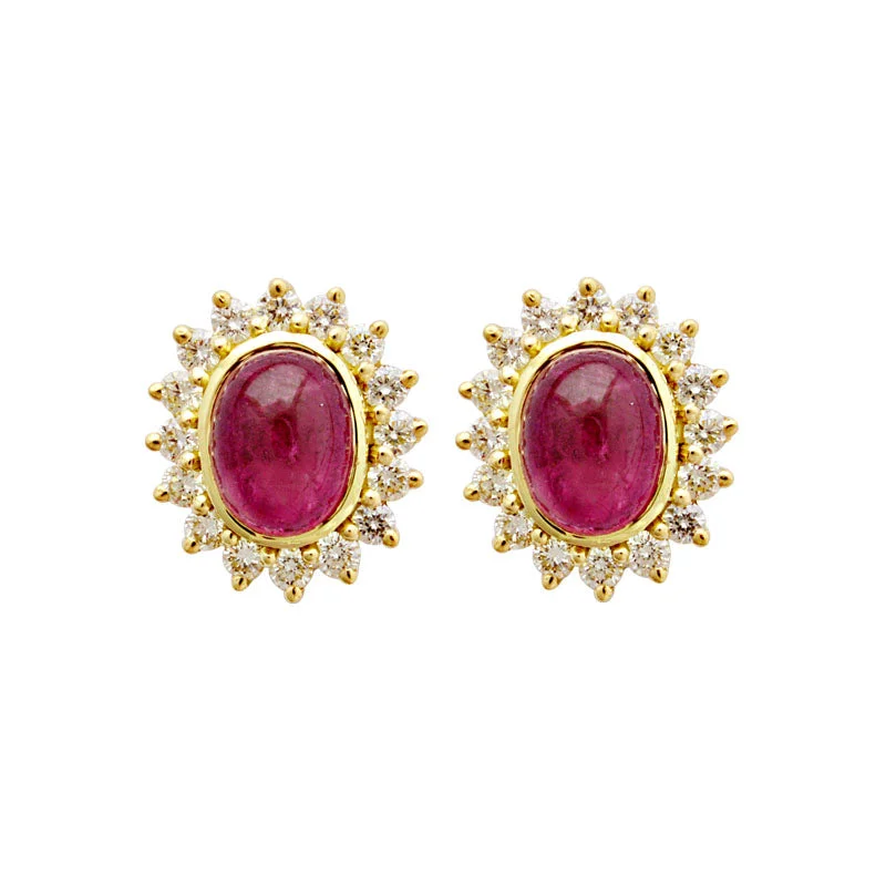 ladies-luxury-rose-gold-earrings-Earrings-Rubellite and Diamond