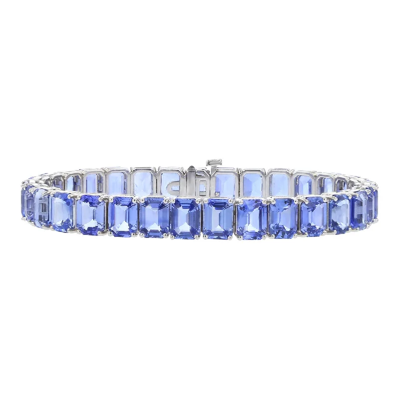 Ladies bracelets with swim charms -7-Inch 18K Gold Graduated Ceylon Sapphire Bracelet