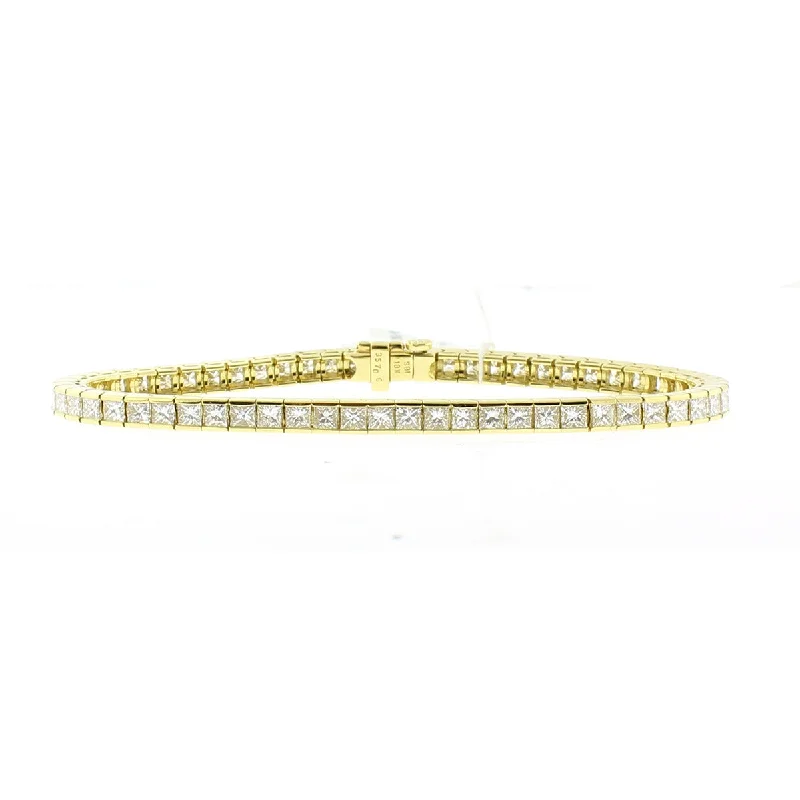 Ladies bracelets with arch charms -18K Yellow Gold Diamond Tennis Bracelet