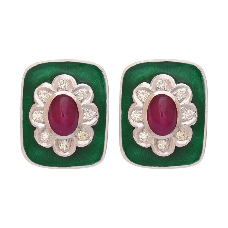 ladies-ethnic-gold-earrings-Earrings- Ruby And Diamond (enamel) (248AS)