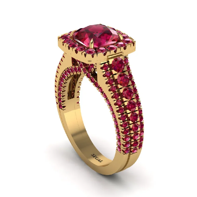 engagement-gold-filigree-ring-Cushion Cut Ruby Eternal Splendor Engagement Ring - Lorelei No. 55