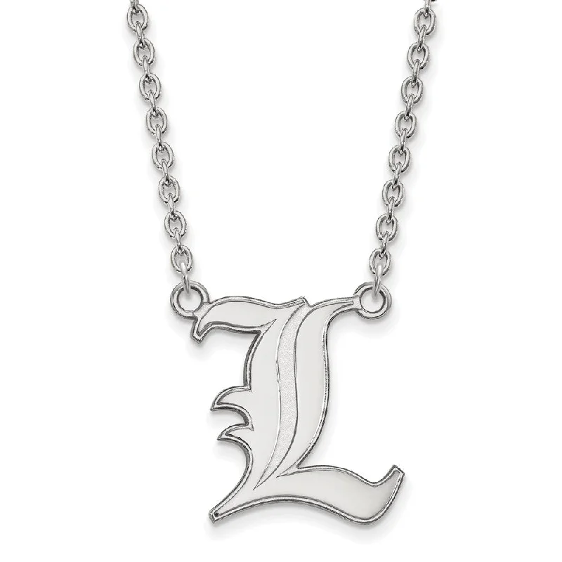 Ladies necklaces with black jet -14k White Gold U of Louisville Large 'L' Pendant Necklace