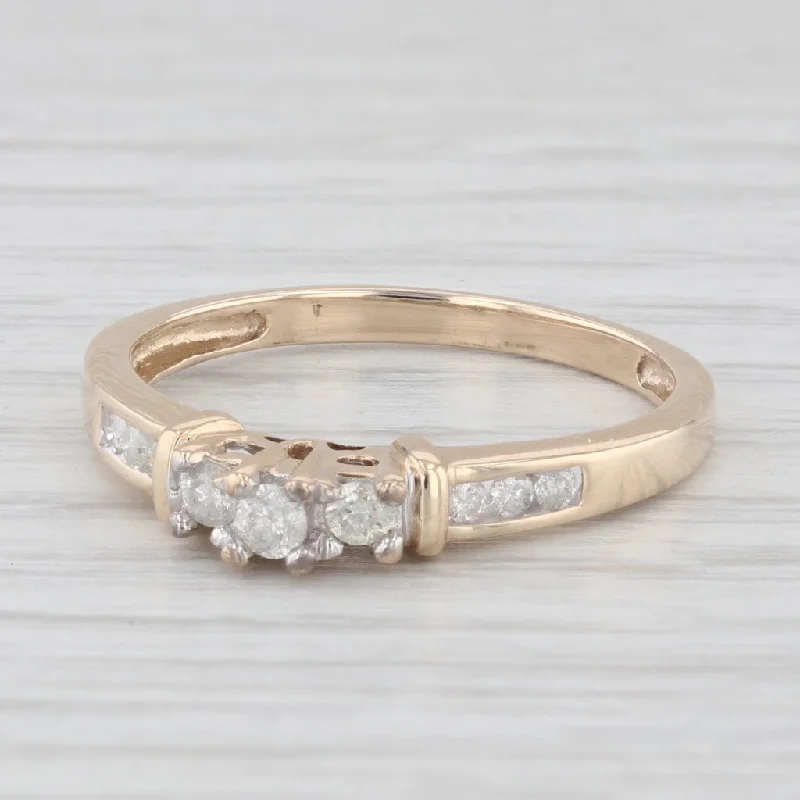 engagement-emerald-cut-rose-gold-ring-0.20ctw Diamond 3-Stone Engagement Ring 10k Yellow Gold Size 7.25 Stackable