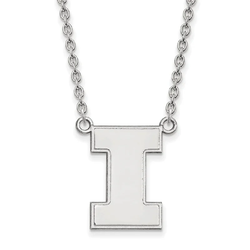 Ladies necklaces for designers -Sterling Silver U of Illinois Large Initial I Pendant Necklace