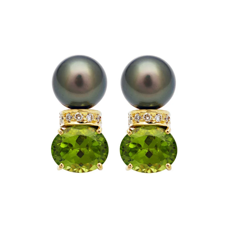 ladies-gemstone-huggie-earrings-Earrings-Peridot, South Sea Pearl and Diamond