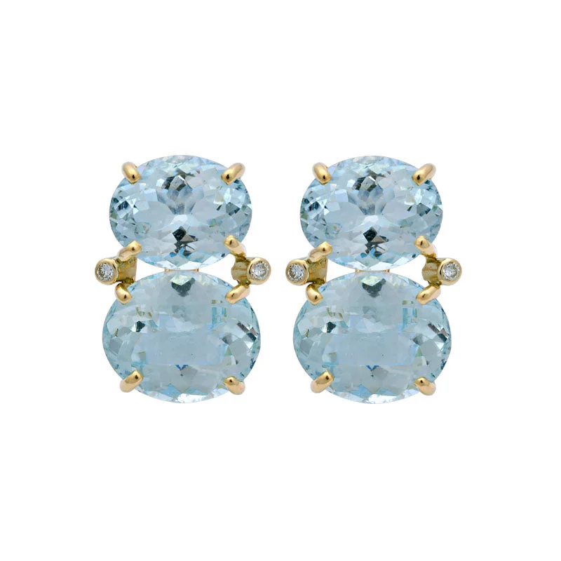 ladies-vintage-rose-gold-earrings-Earrings-Aquamarine and Diamond