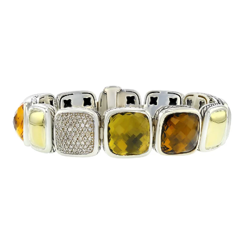 Ladies bracelets cool elegance -David Yurman Citrine, Quartz and Diamond Chiclet Bracelet