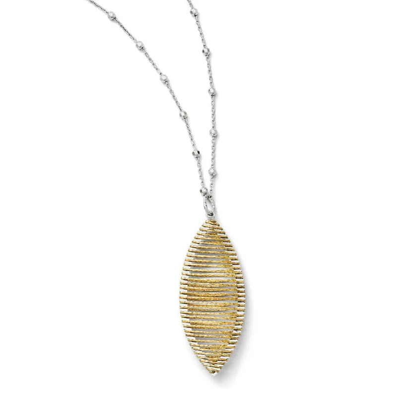 Ladies necklaces bold strands -24k Gold Plated Wire Wrapped Marquise Adj. Necklace in Sterling Silver