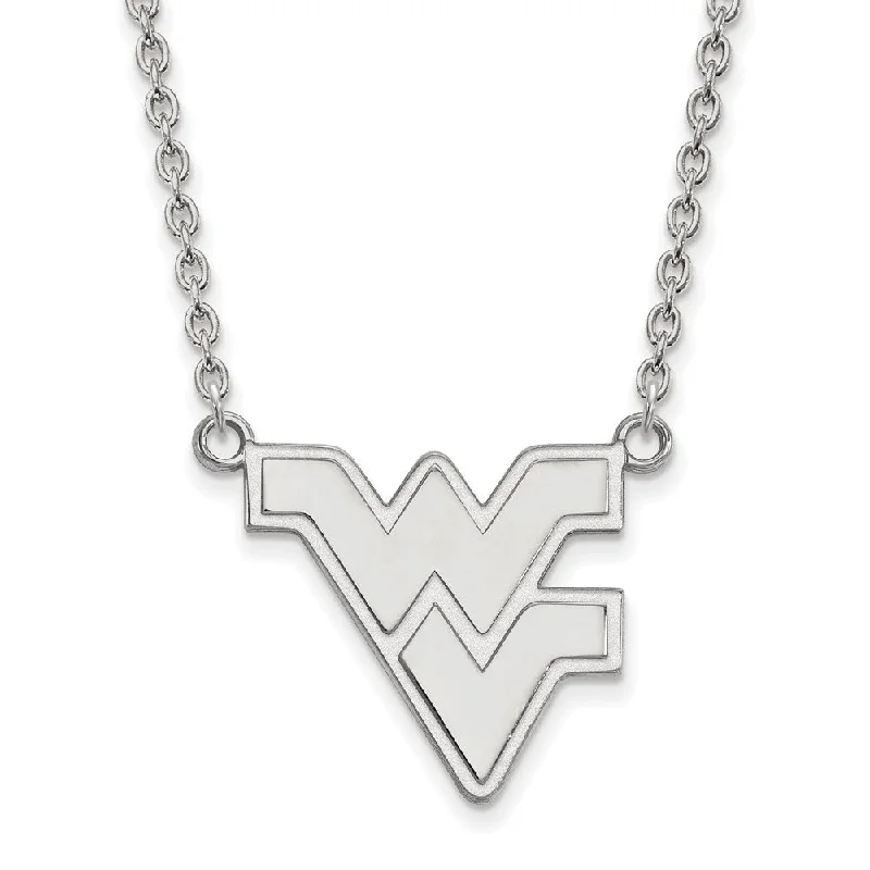 Ladies necklaces with sailboat charms -Sterling Silver West Virginia U Large 'WV' Pendant Necklace