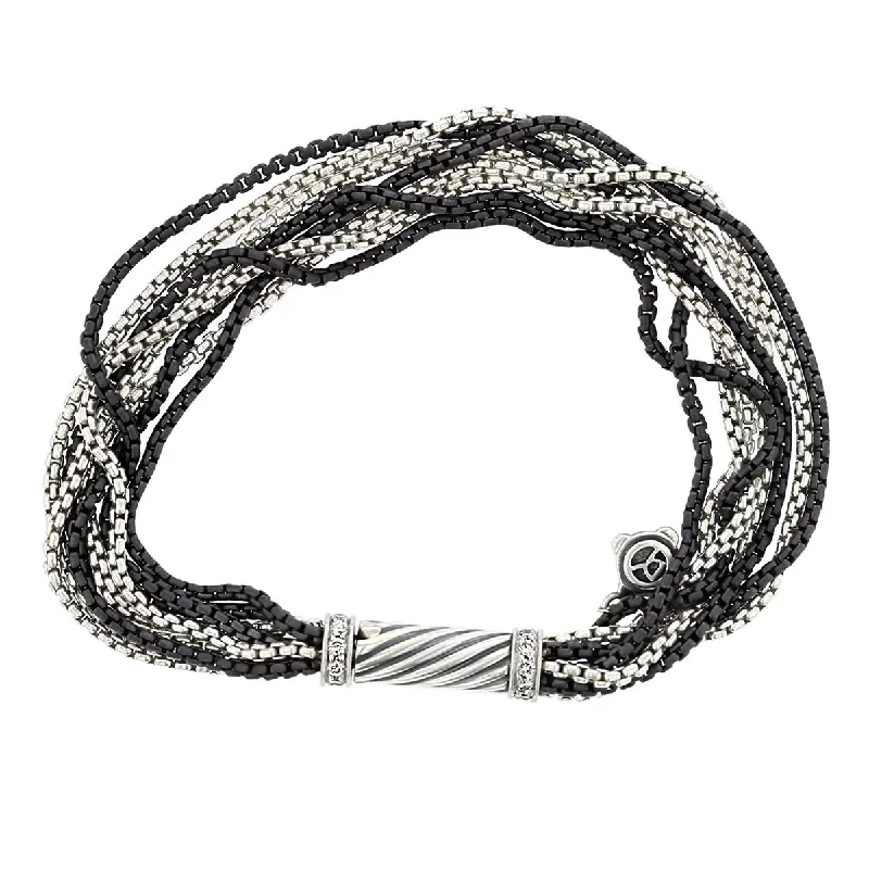 Ladies bracelets for pioneer vibes -David Yurman Multi-Strand Sterling Silver Bracelet with Diamonds