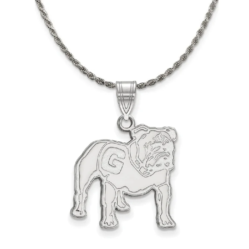 Ladies necklaces for influencers -Sterling Silver U. of Georgia Bulldogs Large Logo Necklace