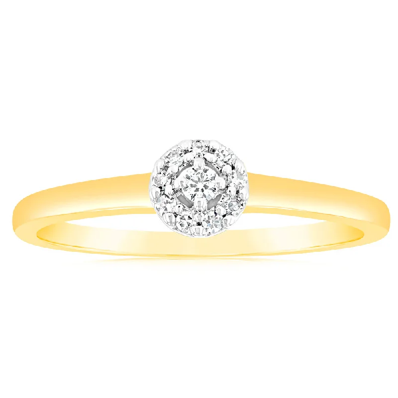 engagement-diamond-twist-ring-Luminesce Lab Grown 9ct Yellow Gold 10 Brilliant Cut Diamonds Engagement Ring