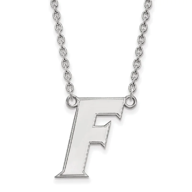 Ladies necklaces with etched initials -Sterling Silver U of Florida Large Initial F Pendant Necklace